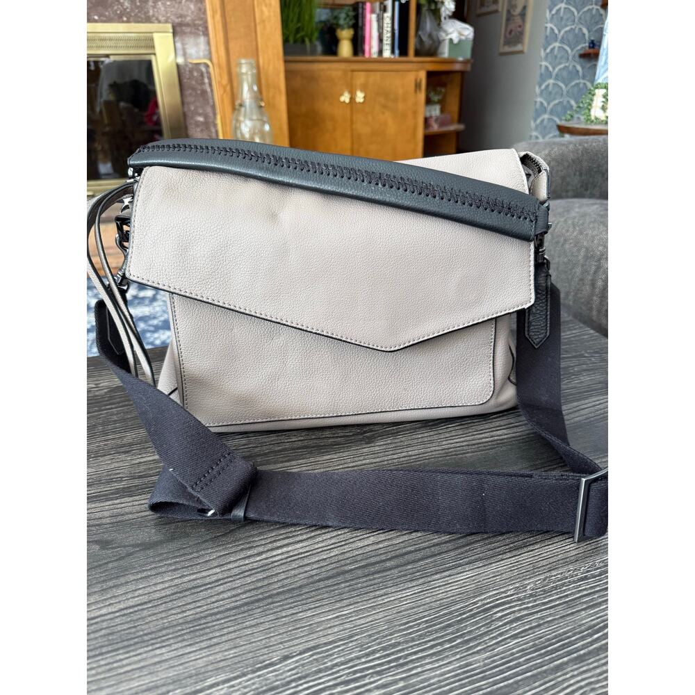 Botkier NY Cobble Hill Slouchy Grey & Black Leather Convertible Crossbody Bag